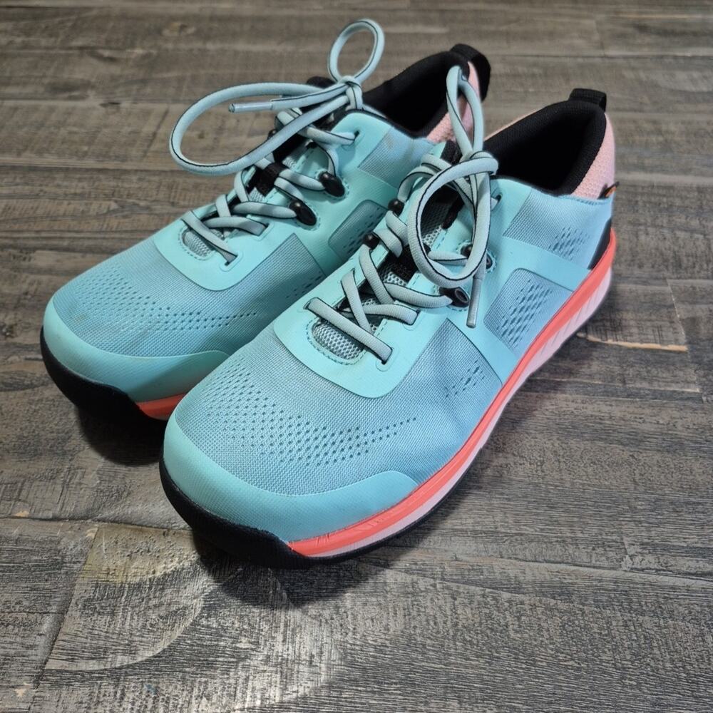 Bogs Bloom Sandstone Knit Shoes Womens 8 Light Blue Coral Composite Toe Work